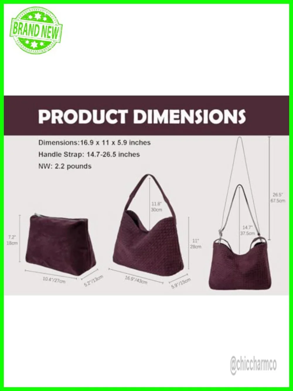 Large Woven Suede Hobo Tote Bag with Clutch Crossbody Shoulder Handbag